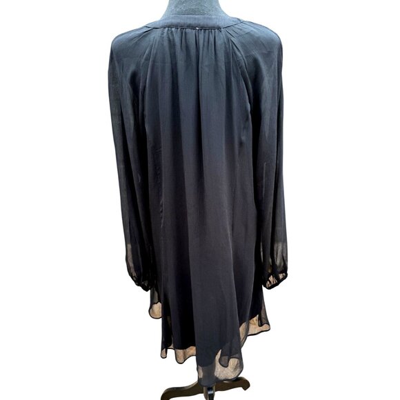 Joie Black Limited Edition Balloon Sleeve Formal Evening Chifon Dress L Coctail - Picture 2 of 11